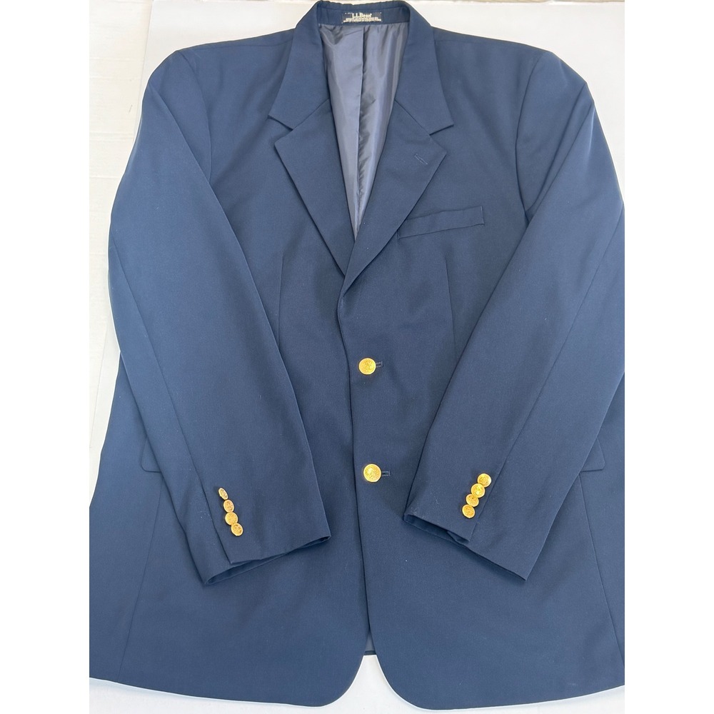 L.L. Bean Blazer Sport Coat Gold Button Classic Business Casual‎ 46 Tall